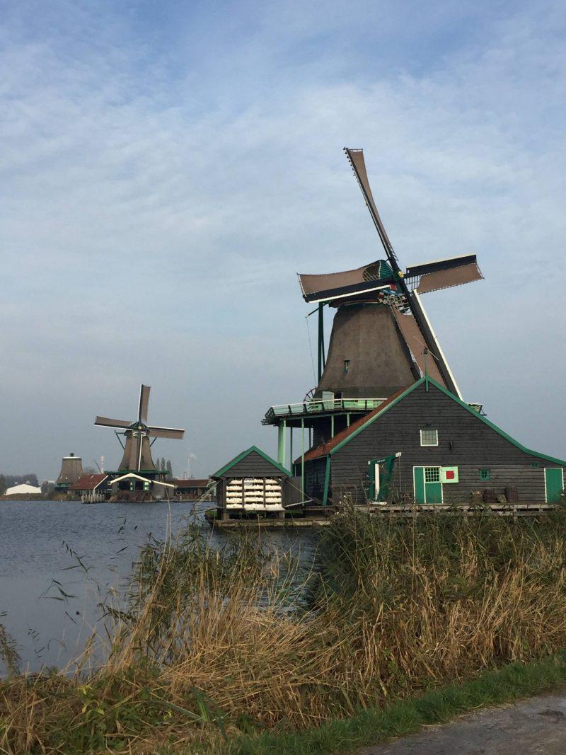 View of 2 windmills at Zaanse Schans