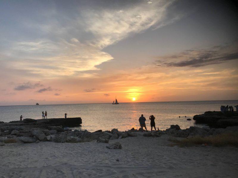 Sunset view of Eagle Beach
