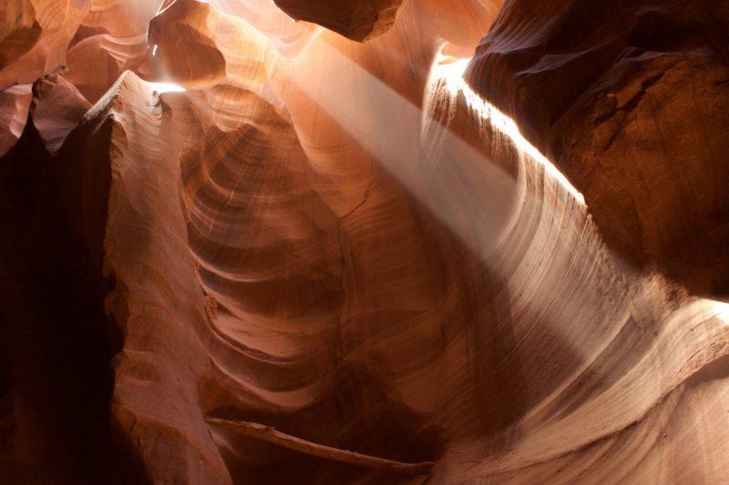 Sunbeam shining in to Upper Antelope Canyon