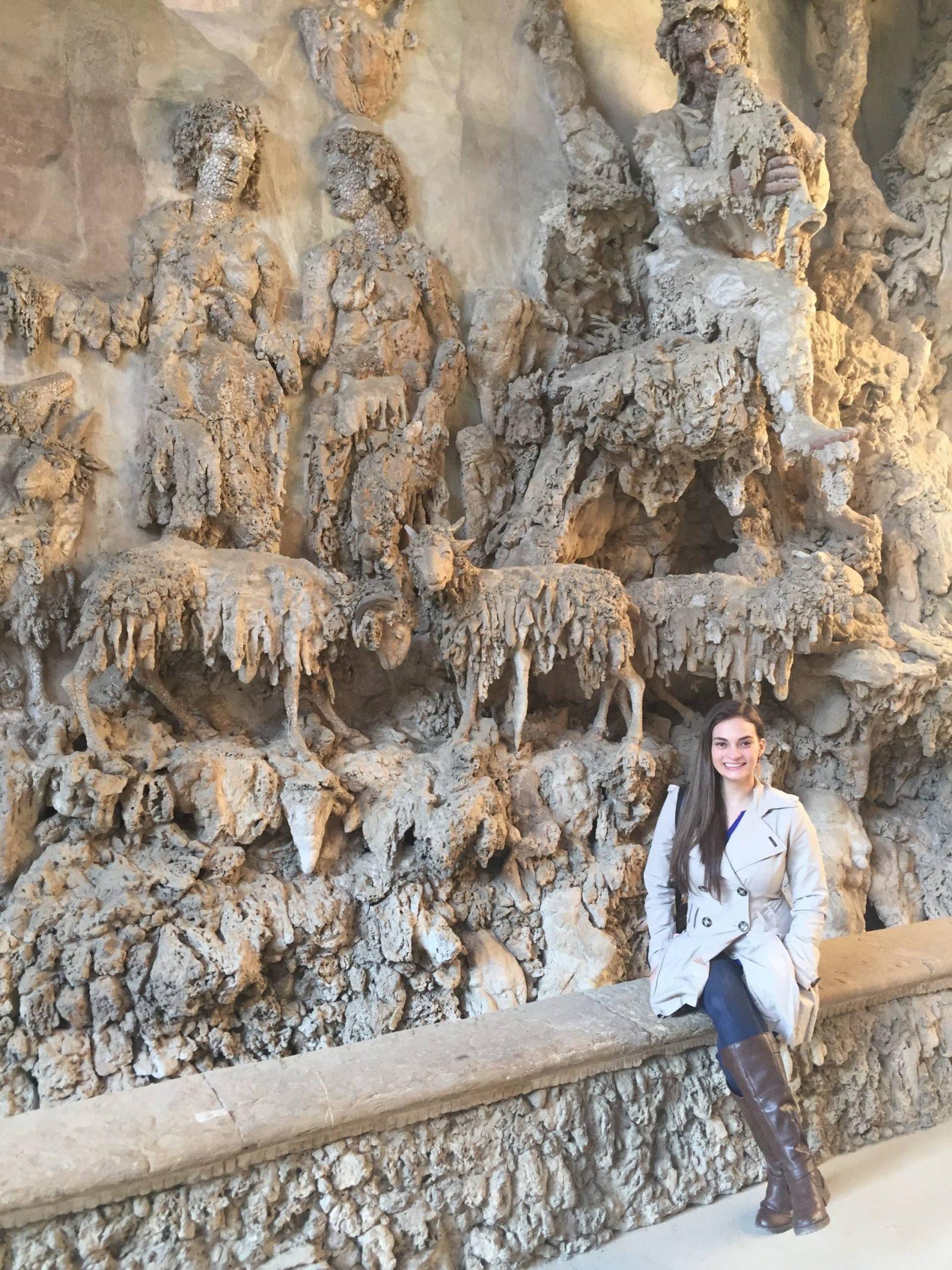 Woman sitting inside Bountalenti Grotto
