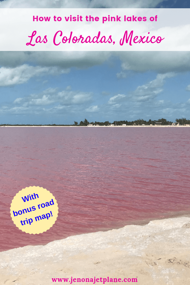 Want to visit Mexico's magical pink lakes? Las Coloradas in the Yucatan makes an easy day trip from Cancun, Tulum or Playa del Carmen and can be seen on a self-guided drive. Here's everything you need to know before you go, including updated rules and a driving map. #lascoloradas #pinklakes #mexicotravel #pinklakemexico #lascoloradasyucatan #lascoloradasmexico #bucketlistideas