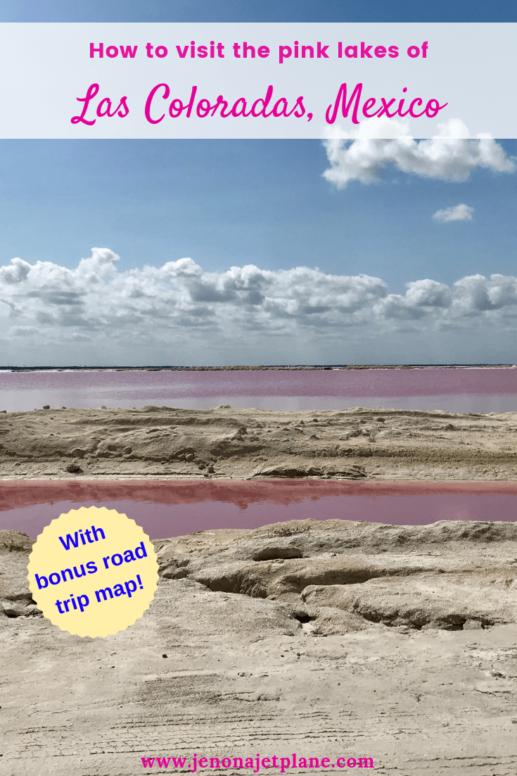 Want to visit Mexico's magical pink lakes? Las Coloradas in the Yucatan makes an easy day trip from Cancun, Tulum or Playa del Carmen and can be seen on a self-guided drive. Here's everything you need to know before you go, including updated rules and a driving map. #lascoloradas #pinklakes #mexicotravel #pinklakemexico #lascoloradasyucatan #lascoloradasmexico #bucketlistideas #mexicotrip