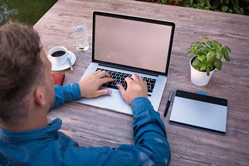 Man searching on computer