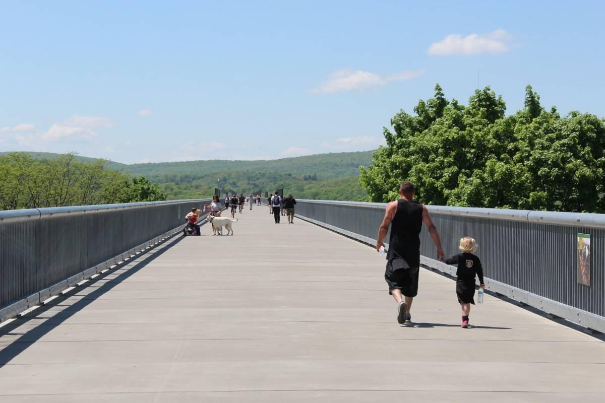 People walking on the Walkway over the Hudson