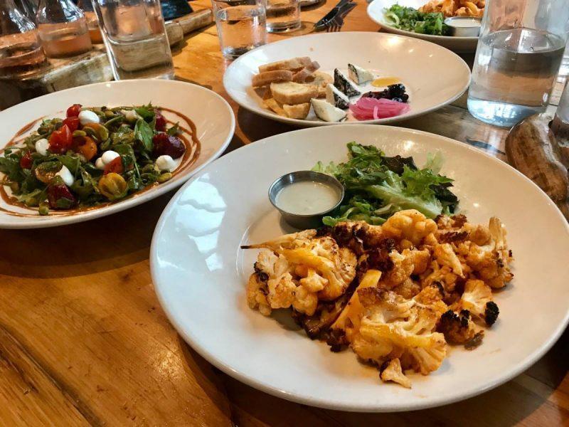 Selection of dishes at dinner table