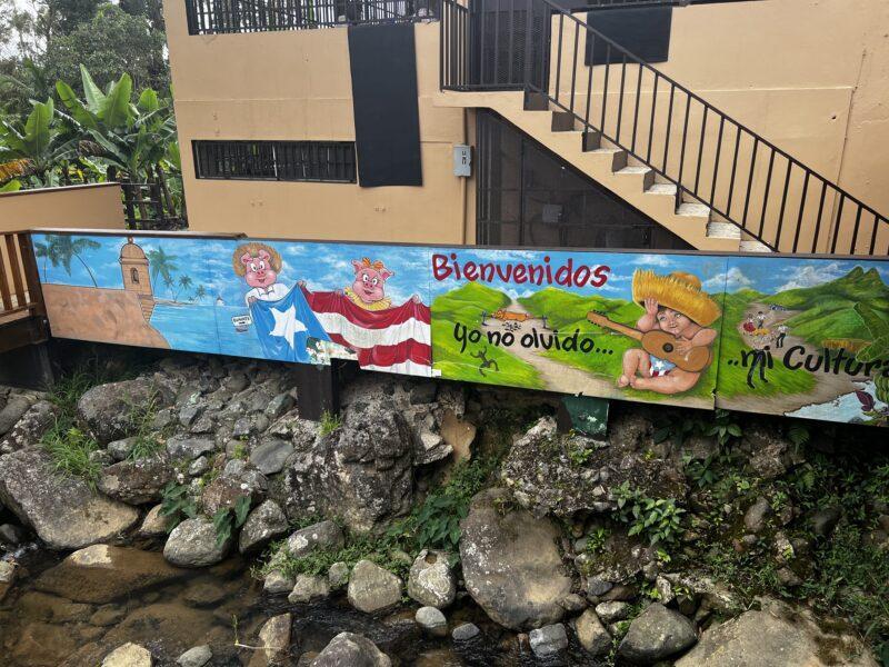 Outdoor seating along the lechon trail