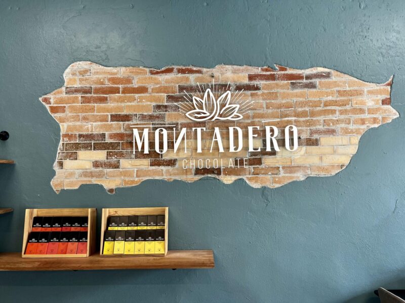Chocolate store with bars on display 