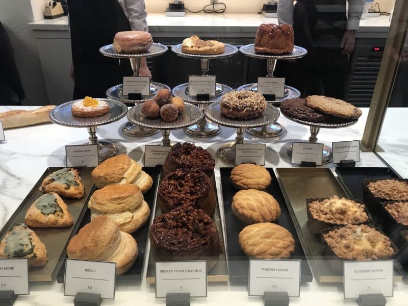 Baked goods on display