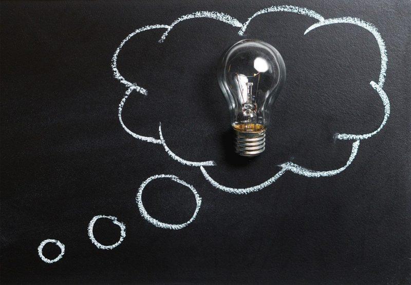 light bulb in a thought bubble