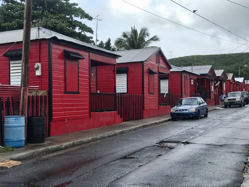 Red houses in a line