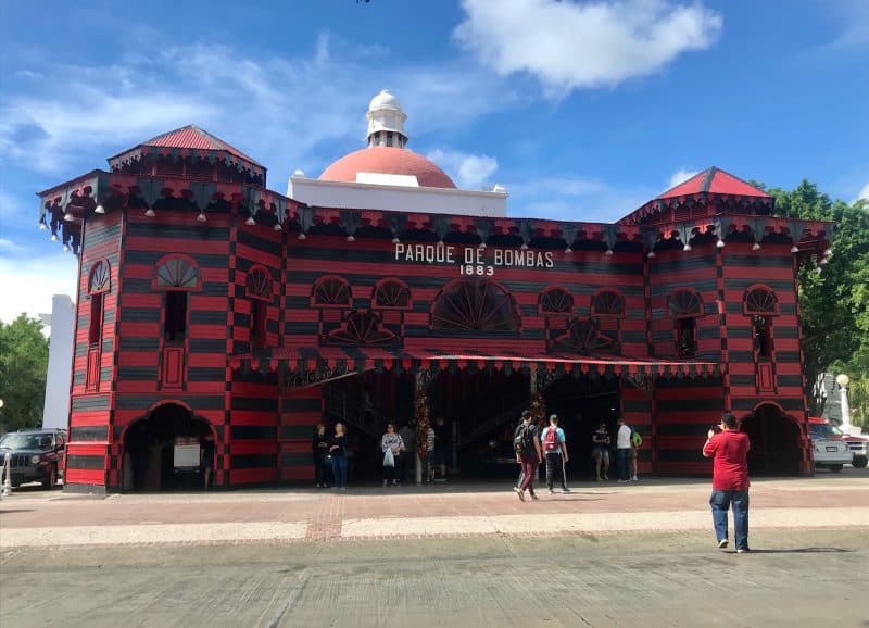 Red and black fire station