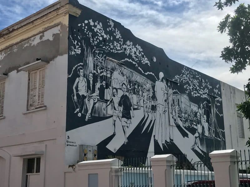 Street art on facade of building
