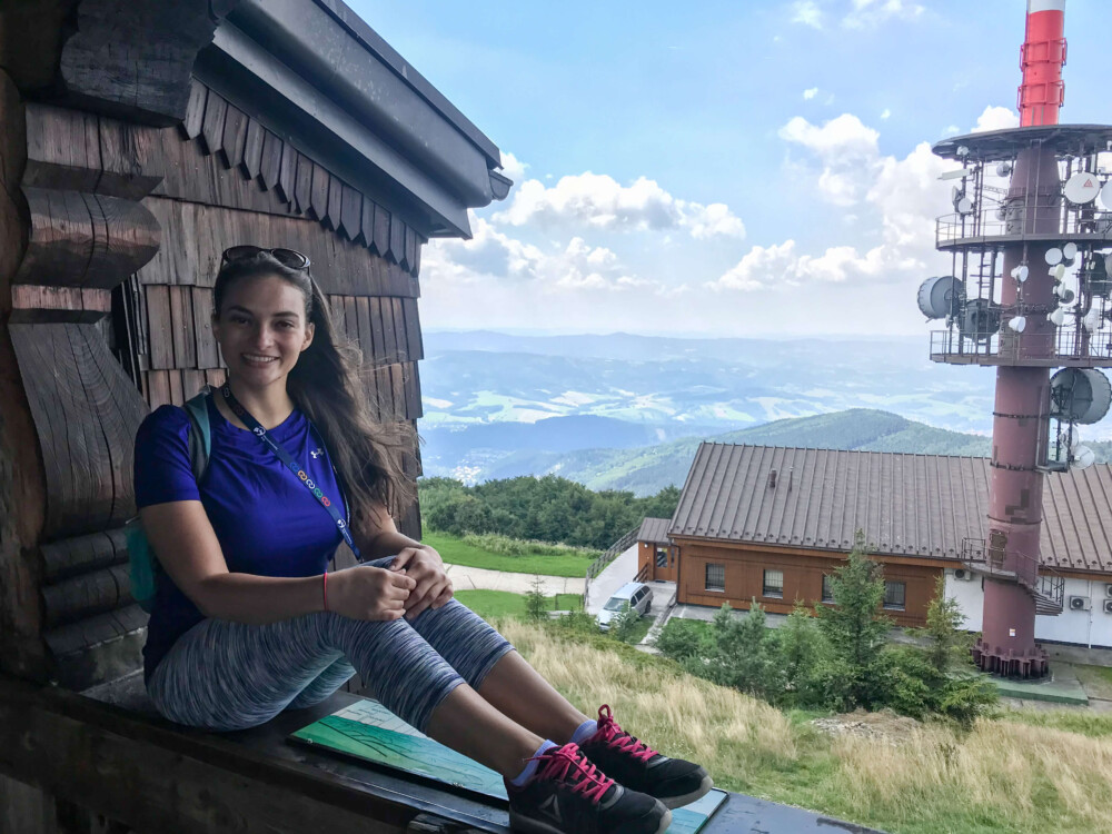 Sitting in Window of Chapel at Radho&scaron;ť Mountain