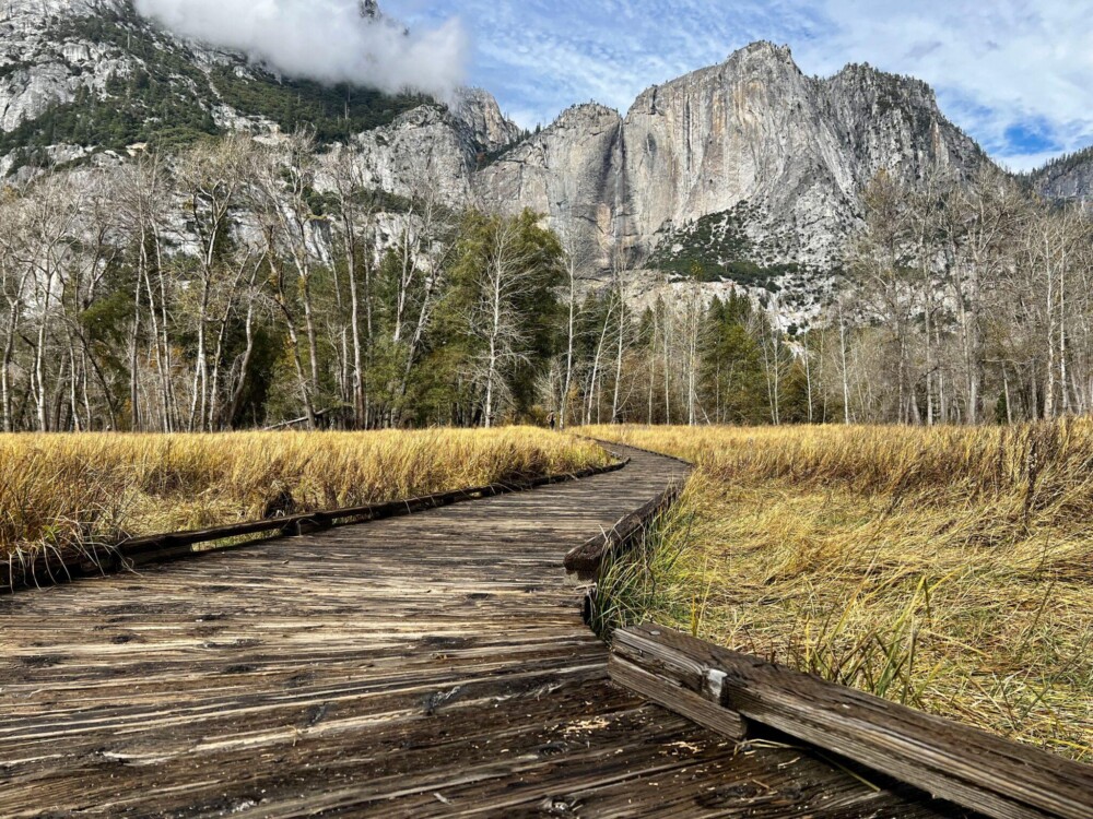 Boardwalk leading up to waterfall