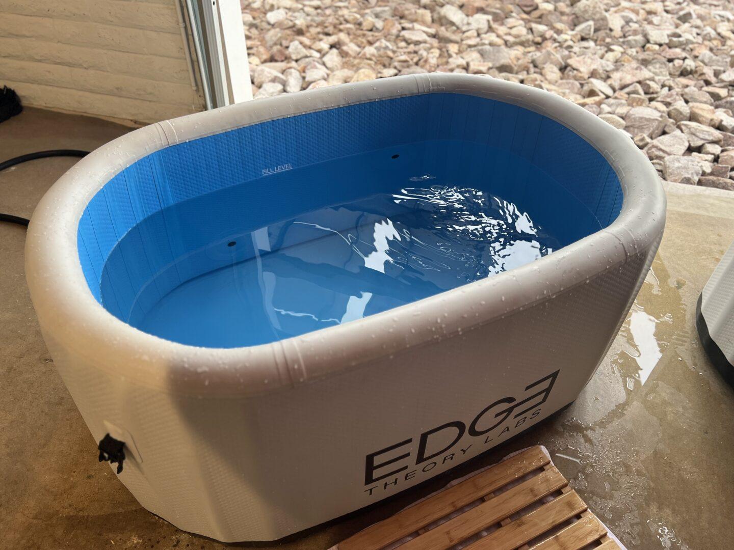 Cold plunge pool filled with water