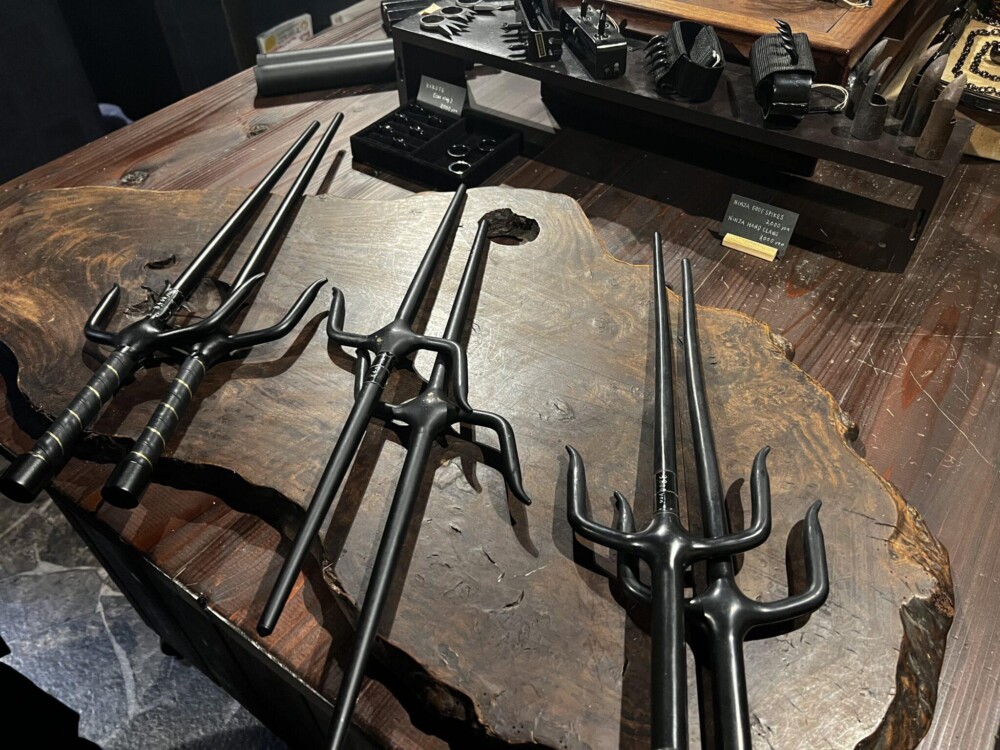 Japanese throwing spears on display