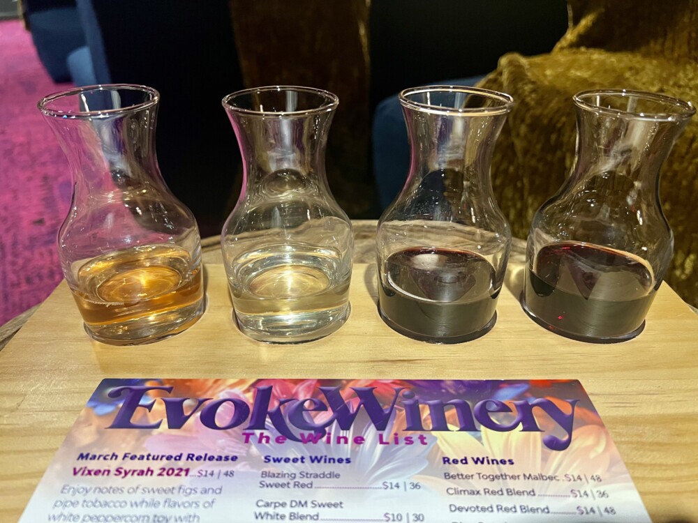 Wine flight and menu