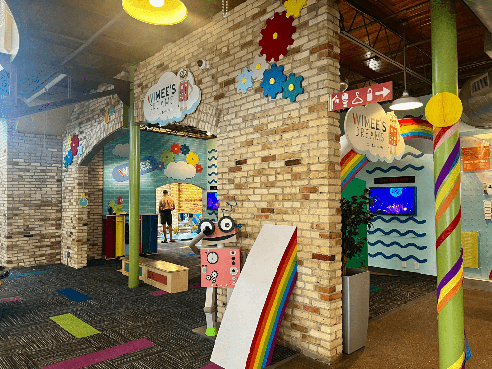 Robot and rainbow display in children's museum