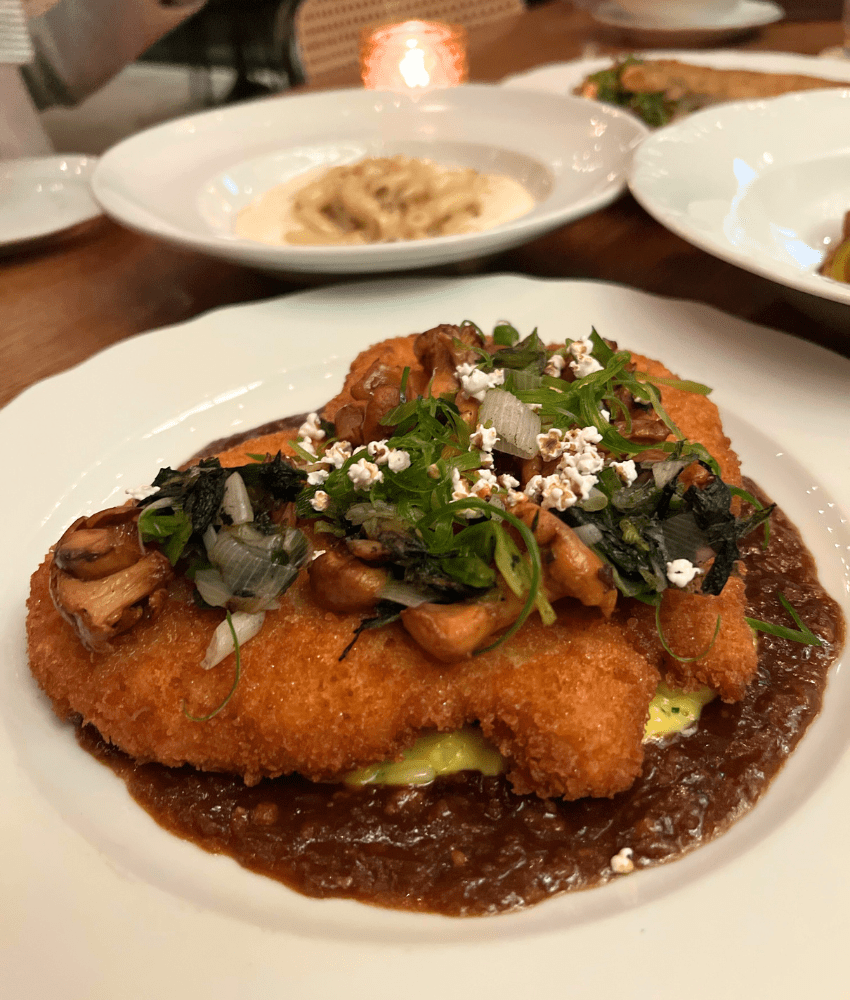 Schnitzel dinner at Harvey House in Madison, Wisconsin